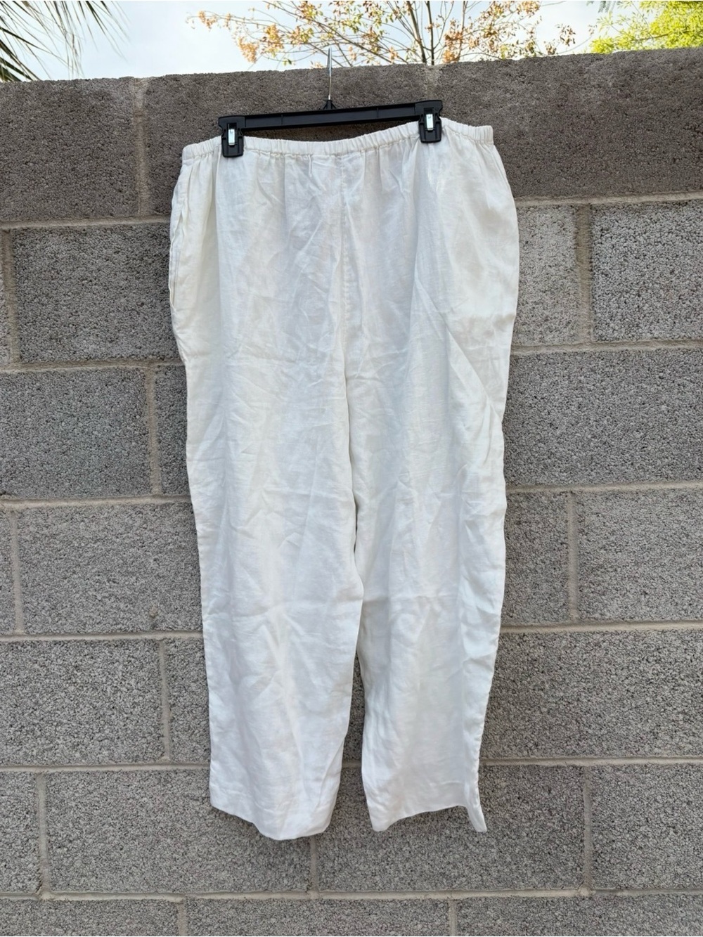 NWT J.Jill Pants 100% Linen Women’s 2X White Pull On Cropped Straight Vacation